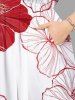 Robe mi-longue hawaïenne texturée à imprimé fleurs d'hibiscus grande taille avec poches fendues - Rouge 6X