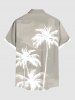 Chemise hawaïenne grande taille à imprimé cocotiers ombré et poches boutonnées pour homme - Beige 3XL