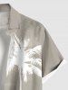 Chemise hawaïenne grande taille à imprimé cocotiers ombré et poches boutonnées pour homme - Beige 3XL