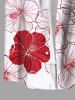 Chemise hawaïenne à boutons et poches, grande taille, à imprimé floral d'hibiscus texturé, pour homme - Blanc L