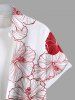 Chemise hawaïenne à boutons et poches, grande taille, à imprimé floral d'hibiscus texturé, pour homme - Blanc L