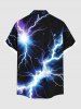 Plus Size Glitter Lightning Print Hawaii Button Pocket Shirt For Men -  