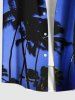 Plus Size Coconut Tree Ombre Galaxy Print Hawaii Button Pocket Shirt For Men -  