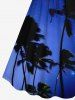 Plus Size Coconut Tree Ombre Galaxy Print Hawaii Cinched A Line Dress -  