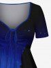 Plus Size Coconut Tree Ombre Galaxy Print Hawaii Cinched A Line Dress -  