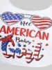 Plus Size Patriotic American Flag Heart Sunglasses Letters Print Tankini Swimsuit -  