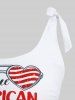 Plus Size Patriotic American Flag Heart Sunglasses Letters Print Tankini Swimsuit -  
