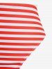 Plus Size Patriotic American Flag Print Deep V-neck Tankini Swimsuit -  