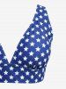 Plus Size Patriotic American Flag Print Deep V-neck Tankini Swimsuit -  