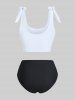 Plus Size Zebra Leopard Sparkling Sequin Heart Print Tie Shoulder Tankini Swimsuit -  