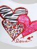 Plus Size Zebra Leopard Sparkling Sequin Heart Print Tie Shoulder Tankini Swimsuit -  