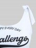 Plus Size Happy Every Day Letters Print Tie Shoulder Tankini Swimsuit -  