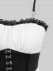 Hook-And-Eye Waist Ruched Panel Eyelash Lace Trim High Low Cami Dress -  