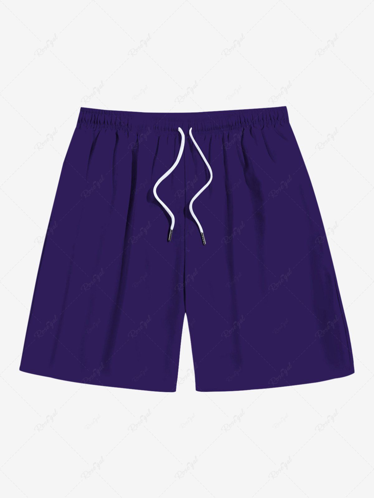 Fancy Plus Size Solid Color Drawstring Pockets Beach Shorts For Men  