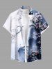 Chinese Style Mountain Plum Bossom Flowers Print Plus Size Matching Hawaii Beach Outfit For Couples -  