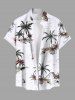 Tenue de plage hawaïenne assortie grande taille à imprimé cocotier et voilier et vagues pour couples - Blanc 