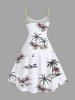 Tenue de plage hawaïenne assortie grande taille à imprimé cocotier et voilier et vagues pour couples - Blanc 