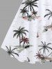 Tenue de plage hawaïenne assortie grande taille à imprimé cocotier et voilier et vagues pour couples - Blanc 