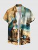 Distressed Sailboat Sea Wave Parrot Treasure Chest Skull Print Plus Size Matching Hawaii Beach Outfit For Couples -  