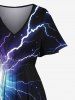 Glitter Lightning Print Plus Size Matching Hawaii Beach Outfit For Couples -  
