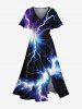 Glitter Lightning Print Plus Size Matching Hawaii Beach Outfit For Couples -  