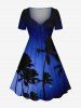 Coconut Tree Ombre Galaxy Print Plus Size Matching Hawaii Beach Outfit For Couples -  