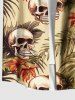 Skulls Tropical Leaf Hibiscus Flowers Print Plus Size Matching Hawaii Beach Outfit For Couples -  