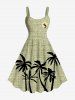 Tenue de plage hawaïenne assortie grande taille à imprimé cocotier et soleil chiné pour couples - Vert 