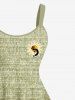 Tenue de plage hawaïenne assortie grande taille à imprimé cocotier et soleil chiné pour couples - Vert 