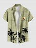 Tenue de plage hawaïenne assortie grande taille à imprimé cocotier et soleil chiné pour couples - Vert 
