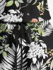 Plus Size Tropical Leaf Flower Print Hawaii Drawstring Pocket Romper -  