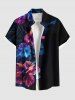 Tenue de plage hawaïenne assortie grande taille à imprimé tropical, fleurs d'hibiscus et feuilles, pour couples - Noir 