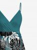 Tenue de plage hawaïenne assortie grande taille à imprimé feuilles tropicales pour couples - Vert 