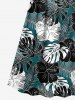 Tenue de plage hawaïenne assortie grande taille à imprimé feuilles tropicales pour couples - Vert 