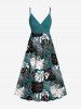Tenue de plage hawaïenne assortie grande taille à imprimé feuilles tropicales pour couples - Vert 