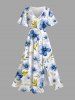 Tenue de plage hawaïenne assortie grande taille à imprimé fleurs et feuilles pour couples - Blanc 