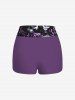 Maillot de bain tankini garçon dos nu avec imprimé tête de mort, croix, fleur et oiseau - Pourpre  6X