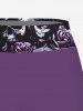 Skull Cross Flower Bird Print Twist Halter Backless Boyleg Tankini Swimsuit -  
