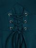 Gothic Plus Size Cold Shoulder Lace Up Grommet Handkerchief Chiffon Asymmetric Dress -  