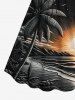 Plus Size Coconut Tree Sun Seascape Print Cinched Hawaii Dress -  