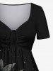 Plus Size Coconut Tree Sun Seascape Print Cinched Hawaii Dress -  