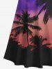 Plus Size Coconut Tree Moon Ombre Sky Star Print Cold Shoulder Crisscross Hawaii Maxi Dress -  