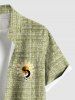 Plus Size Coconut Tree Sun Marled Print Buttons Pocket Hawaii Shirt For Men -  