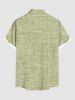 Plus Size Coconut Tree Sun Marled Print Buttons Pocket Hawaii Shirt For Men -  