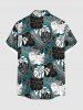 Chemise hawaïenne grande taille à imprimé feuilles tropicales et poches à boutons pour homme - Vert profond 2XL