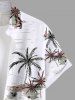 Chemise hawaïenne grande taille à imprimé cocotier, voilier, vagues de la mer, boutons et poches pour homme - Blanc S