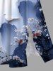 Plus Size Chinese Style Mountain Plum Bossom Flowers Print Split Hawaii Midi Dress -  