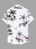 Plus Size Coconut Tree Sailboat Sea Waves Print Buttons Pocket Hawaii Shirt For Men -  