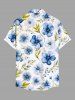 Plus Size Flowers Leaf Print Buttons Pocket Hawaii Shirt For Men -  