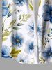 Plus Size Flowers Leaf Print Buttons Pocket Hawaii Shirt For Men -  